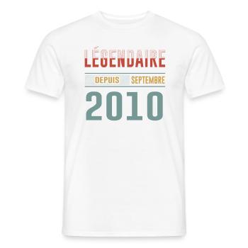 Légendaire Depuis Septembre 2010 Anniversaire - T-shirt homme - blanc - Devant - AI Model Male 178 dark (178cm)