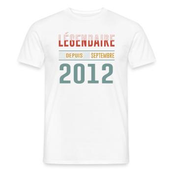 Légendaire Depuis Septembre 2012 Anniversaire - T-shirt homme - blanc - Devant - AI Model Male 178 dark (178cm)