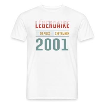 Légendaire Depuis Septembre 2001 Anniversaire - T-shirt homme - blanc - Devant - AI Model Male 178 dark (178cm)