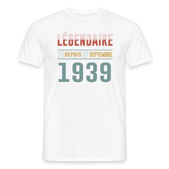 Légendaire Depuis Septembre 1939 Anniversaire - T-shirt homme - blanc - Devant - AI Model Male 178 dark (178cm)