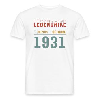 Légendaire Depuis Octobre 1931 Anniversaire - T-shirt homme - blanc - Devant - AI Model Male 178 dark (178cm)
