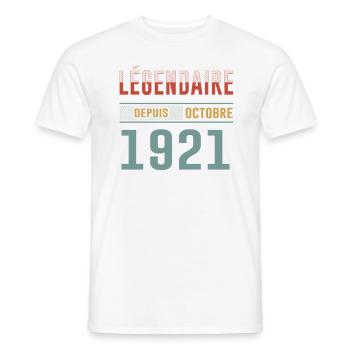 Légendaire Depuis Octobre 1921 Anniversaire - T-shirt homme - blanc - Devant - AI Model Male 178 dark (178cm)