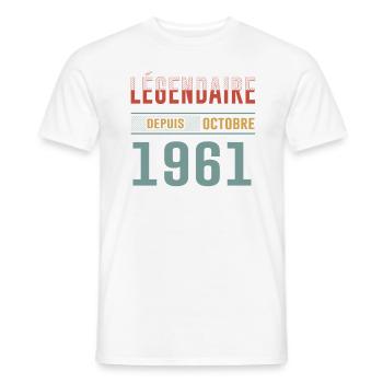 Légendaire Depuis Octobre 1961 Anniversaire - T-shirt homme - blanc - Devant - AI Model Male 178 dark (178cm)