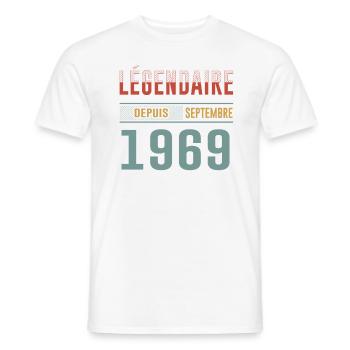 Légendaire Depuis Septembre 1969 Anniversaire - T-shirt homme - blanc - Devant - AI Model Male 178 dark (178cm)