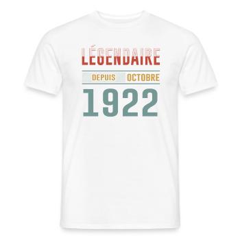 Légendaire Depuis Octobre 1922 Anniversaire - T-shirt homme - blanc - Devant - AI Model Male 178 dark (178cm)