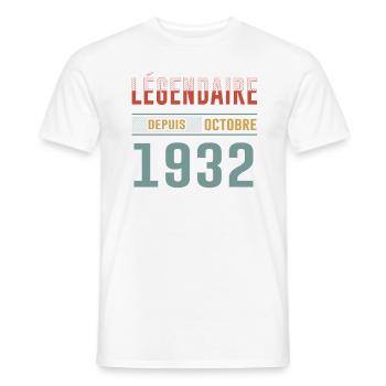 Légendaire Depuis Octobre 1932 Anniversaire - T-shirt homme - blanc - Devant - AI Model Male 178 dark (178cm)