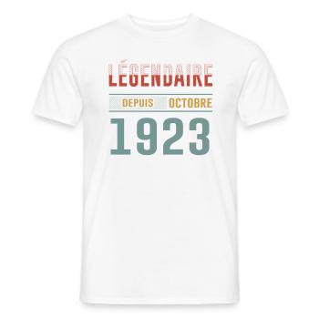 Légendaire Depuis Octobre 1923 Anniversaire - T-shirt homme - blanc - Devant - AI Model Male 178 dark (178cm)