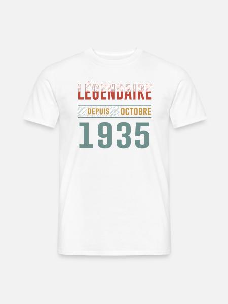 Légendaire Depuis Octobre 1934 Anniversaire - T-shirt homme - blanc