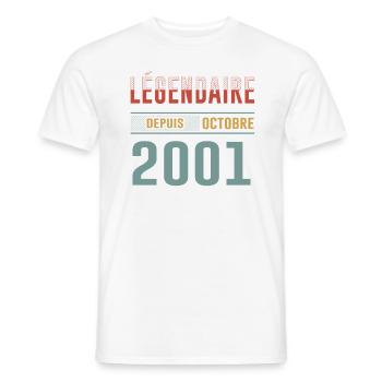 Légendaire Depuis Octobre 2001 Anniversaire - T-shirt homme - blanc - Devant - AI Model Male 178 dark (178cm)