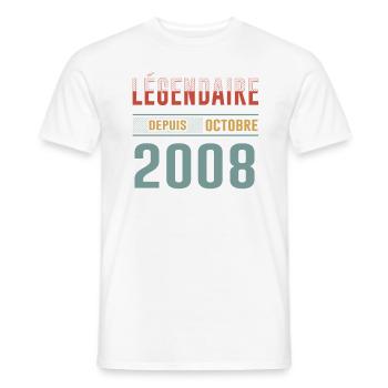 Légendaire Depuis Octobre 2008 Anniversaire - T-shirt homme - blanc - Devant - AI Model Male 178 dark (178cm)