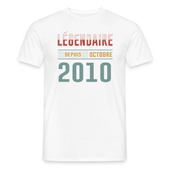 Légendaire Depuis Octobre 2010 Anniversaire - T-shirt homme - blanc - Devant - AI Model Male 178 dark (178cm)