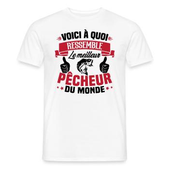 Le meilleur pêcheur du monde Cadeau pêcheur - T-shirt homme - blanc - Devant - AI Model Male 178 dark (178cm)