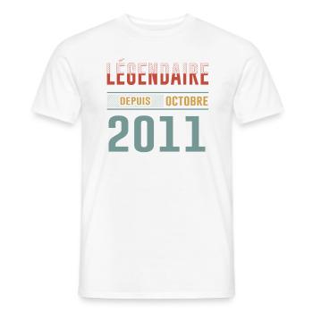 Légendaire Depuis Octobre 2011 Anniversaire - T-shirt homme - blanc - Devant - AI Model Male 178 dark (178cm)