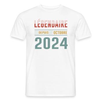 Légendaire Depuis Octobre 2024 Anniversaire - T-shirt homme - blanc - Devant - AI Model Male 178 dark (178cm)