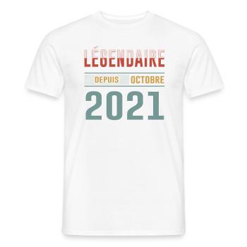 Légendaire Depuis Octobre 2021 Anniversaire - T-shirt homme - blanc - Devant - AI Model Male 178 dark (178cm)