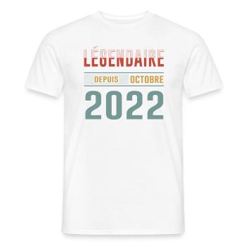 Légendaire Depuis Octobre 2022 Anniversaire - T-shirt homme - blanc - Devant - AI Model Male 178 dark (178cm)