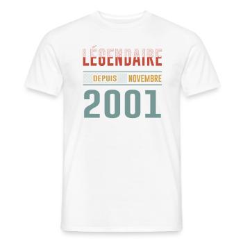Légendaire Depuis Novembre 2001 Anniversaire - T-shirt homme - blanc - Devant - AI Model Male 178 dark (178cm)