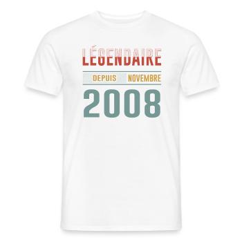 Légendaire Depuis Novembre 2008 Anniversaire - T-shirt homme - blanc - Devant - AI Model Male 178 dark (178cm)