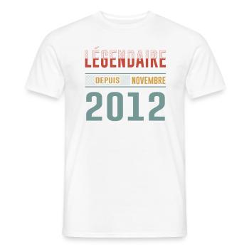 Légendaire Depuis Novembre 2012 Anniversaire - T-shirt homme - blanc - Devant - AI Model Male 178 dark (178cm)