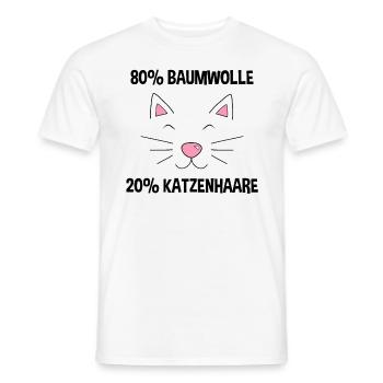 Baumwolle Katze Haar Katze Sprüche - Männer T-Shirt - Weiß - Vorne - AI Model Male 178 dark (178cm)