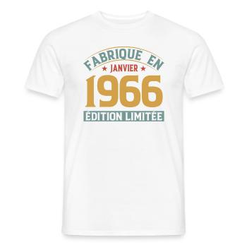 Fabriqué En Janvier 1966 Édition Limitée - T-shirt homme - blanc - Devant - AI Model Male 178 dark (178cm)