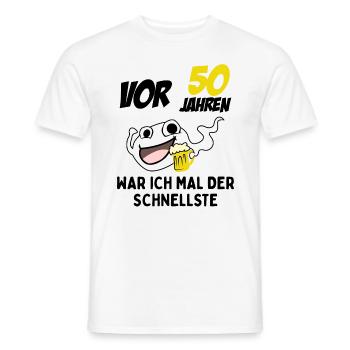 Vor 50 Jahren War Ich Mal Der Schnellste - Männer T-Shirt - Weiß - Vorne - AI Model Male 178 dark (178cm)