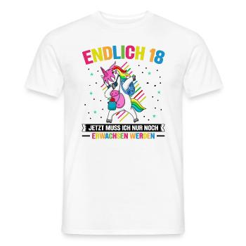 Endlich 18 Jahre Geschenk 18 Jahre Humor - Männer T-Shirt - Weiß - Vorne - AI Model Male 178 dark (178cm)