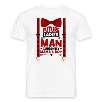 Hearts Bow Tie & Suspenders Valentines Day Boys - Men's T-Shirt - white - Front - AI Model Male 178 dark (178cm)