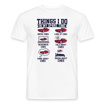 Dinge, die ich in meiner Freizeit mache Lustiger Auto-Enthusiast - Männer T-Shirt - Weiß - Vorne - AI Model Male 178 dark (178cm)