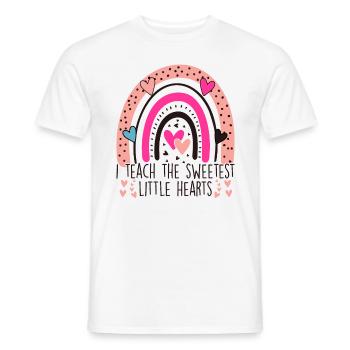 I Teach The Sweetest Hearts Rainbow Teacher - Men's T-Shirt - white - Front - AI Model Male 178 dark (178cm)