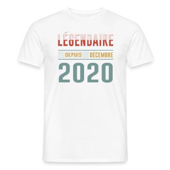 Légendaire Depuis Décembre 2020 Anniversaire - T-shirt homme - blanc - Devant - AI Model Male 178 dark (178cm)