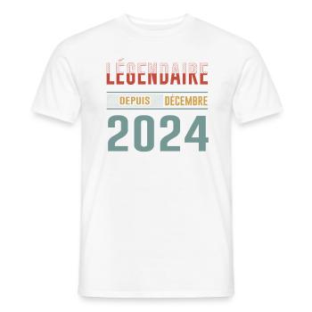 Légendaire Depuis Décembre 2024 Anniversaire - T-shirt homme - blanc - Devant - AI Model Male 178 dark (178cm)