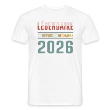 Légendaire Depuis Décembre 2026 Anniversaire - T-shirt homme - blanc - Devant - AI Model Male 178 dark (178cm)