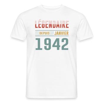 Légendaire Depuis Janvier 1942 Anniversaire - T-shirt homme - blanc - Devant - AI Model Male 178 dark (178cm)