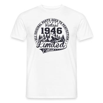 Born 1946 All original pieces Retro gift - Men's T-Shirt - white - Front - AI Model Male 178 dark (178cm)