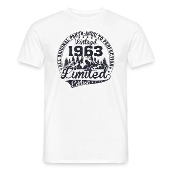 Né en 1963 Toutes les pièces originales Cadeau rétro - T-shirt homme - blanc - Devant - AI Model Male 178 dark (178cm)