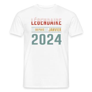 Légendaire Depuis Janvier 2024 Anniversaire - T-shirt homme - blanc - Devant - AI Model Male 178 dark (178cm)