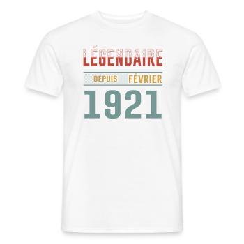 Légendaire Depuis Février 1921 Anniversaire - T-shirt homme - blanc - Devant - AI Model Male 178 dark (178cm)