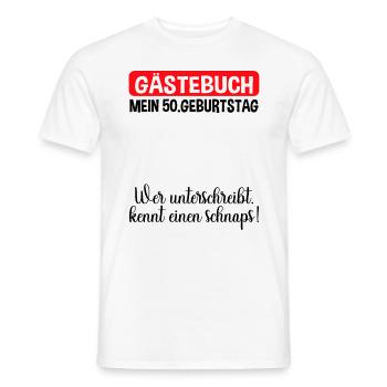 50. Geburtstag Gästebuch Lustiges Party Outfit - Männer T-Shirt - Weiß - Vorne - AI Model Male 178 dark (178cm)