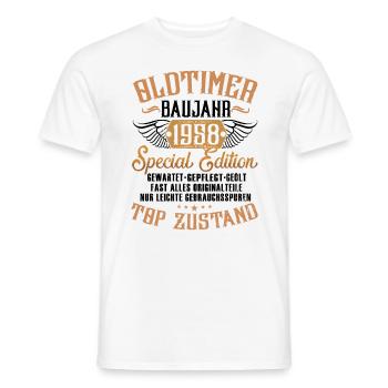 Oldtimer Baujahr 1958 geboren Geburtstag Spruch - Männer T-Shirt - Weiß - Vorne - AI Model Male 178 dark (178cm)
