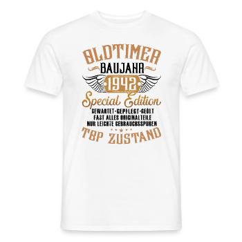 Oldtimer Baujahr 1942 Geboren Geburtstag Geboren - Männer T-Shirt - Weiß - Vorne - AI Model Male 178 dark (178cm)