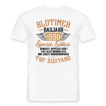 Mann 30. Geburtstag Männer Oldtimer Modell 1990 - Männer T-Shirt - Weiß - Vorne - AI Model Male 178 dark (178cm)