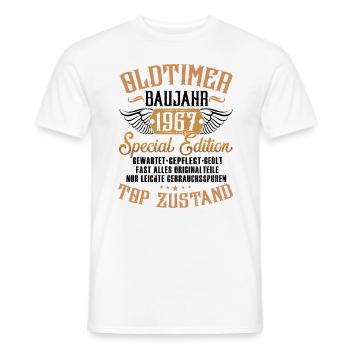 LUSTIG 55. GEBURTSTAG OLDTIMER 1967 EINZELSTÜCK - Männer T-Shirt - Weiß - Vorne - AI Model Male 178 dark (178cm)