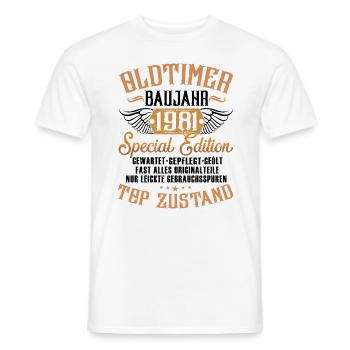 BD - Oldtimer Baujahr Jahrgang 1981 retro red - Männer T-Shirt - Weiß - Vorne - AI Model Male 178 dark (178cm)