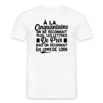 t-shirt anniversaire 50 ans cadeau humour - T-shirt homme - blanc - Devant - AI Model Male 178 dark (178cm)