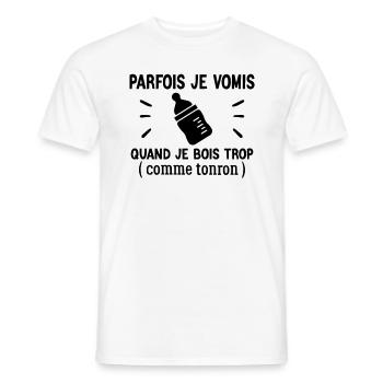 Parfois Je Vomis Quand Je Bois Trop Comme Parrain - T-shirt homme - blanc - Devant - AI Model Male 178 dark (178cm)