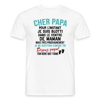 Annonce de grossesse originale pour futur papa - T-shirt homme - blanc - Devant - AI Model Male 178 dark (178cm)