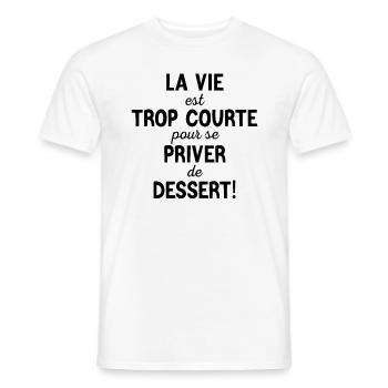 Citation sur la vie et les desserts - T-shirt homme - blanc - Devant - AI Model Male 178 dark (178cm)