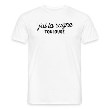 "J'ai la cagne" à Toulouse - T-shirt homme - blanc - Devant - AI Model Male 178 dark (178cm)