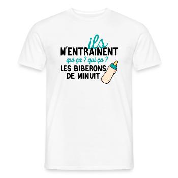 Les Joies du Biberon de Minuit - T-shirt homme - blanc - Devant - AI Model Male 178 dark (178cm)